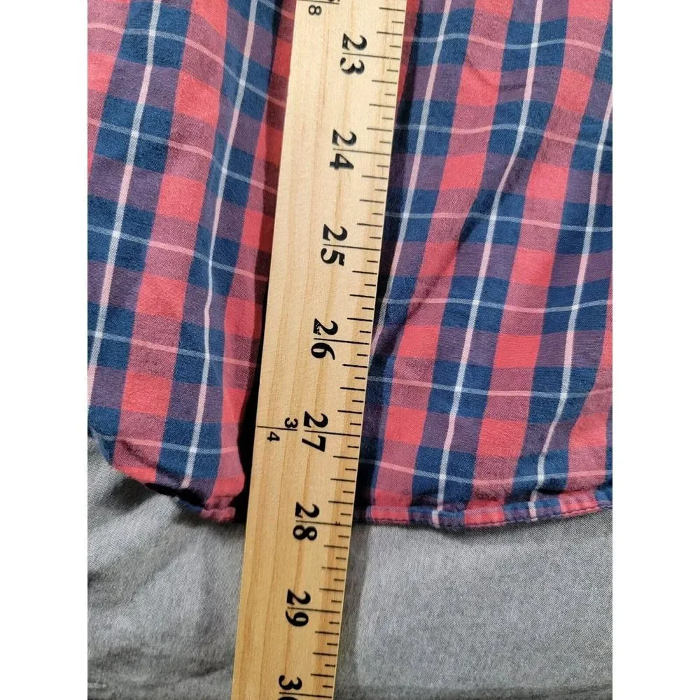J Crew Button up‎ Shirt Mens Medium Slim Fit Red Blue Plaid Long Sleeve